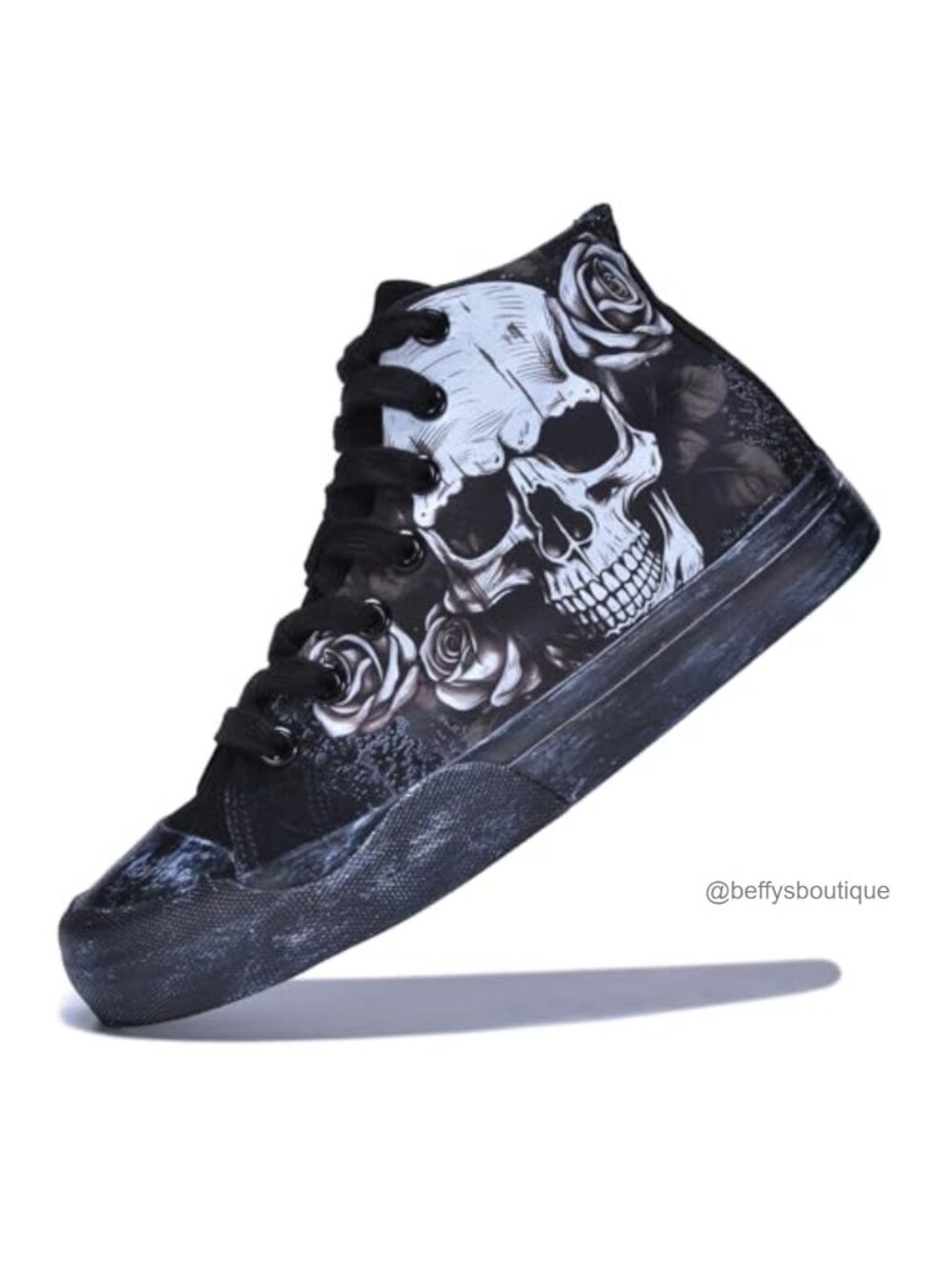 Gothic Skull High Top Sneakers Punk Cosplay Lace-Up Unisex Canvas Shoes